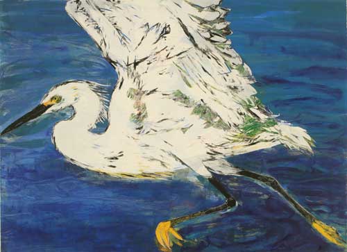 Egret on Blue